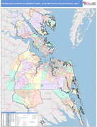 Virginia Beach-Norfolk-Newport News Metro Area Digital Map Color Cast Style